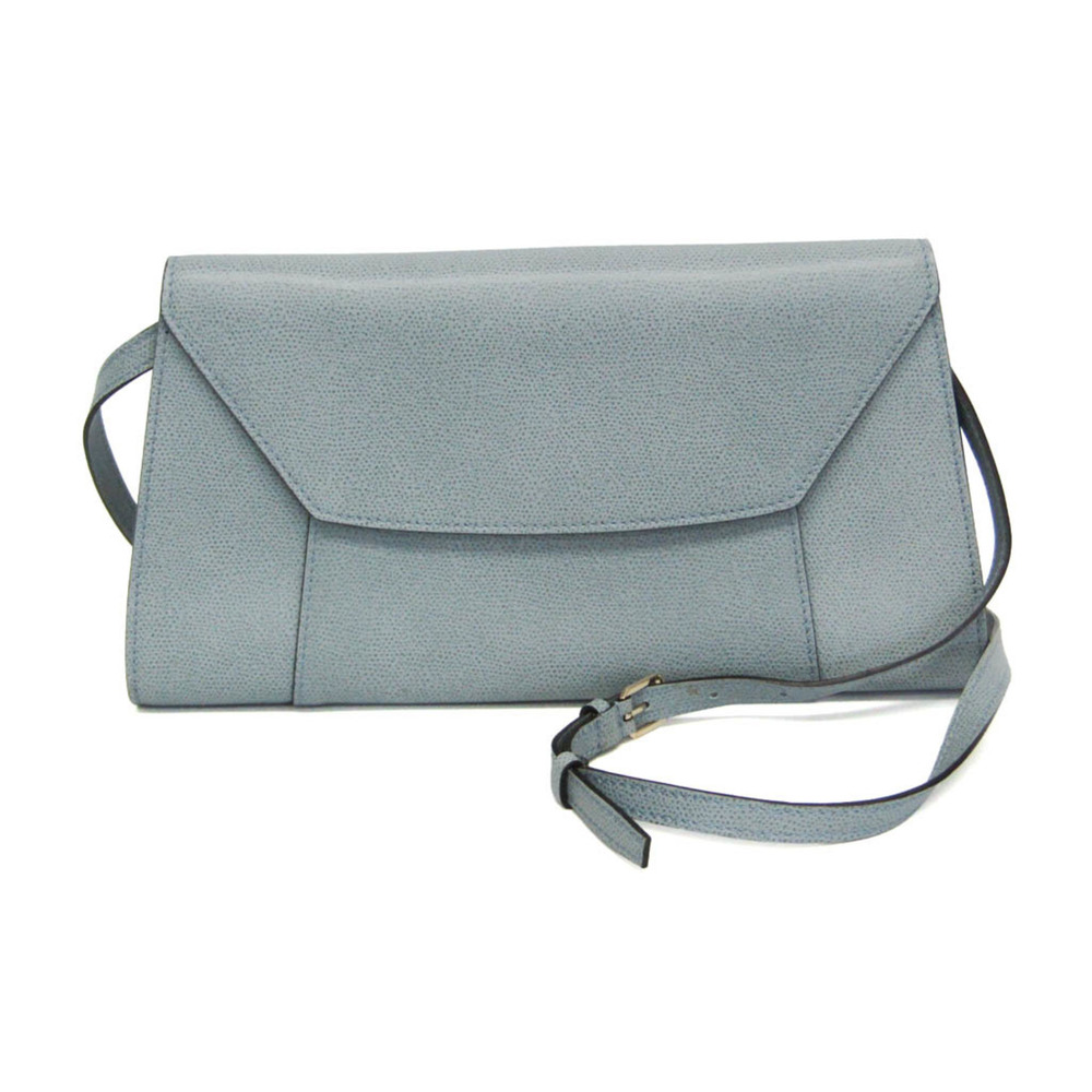 Valextra Scala Large Women's Leather Shoulder Bag Light Blue Gray